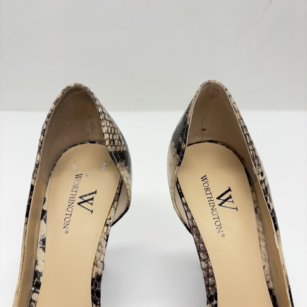 Worthington D'Orsay Peep Toe Heels Size 6 M Snakeskin Stiletto Sexy Party Y2K - Picture 9 of 15